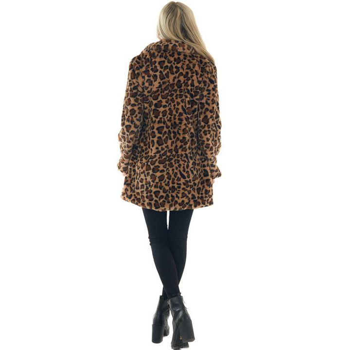 Laurel® | Stilvolle Herbstmode Teddy Damen Leopardenmuster Mantel