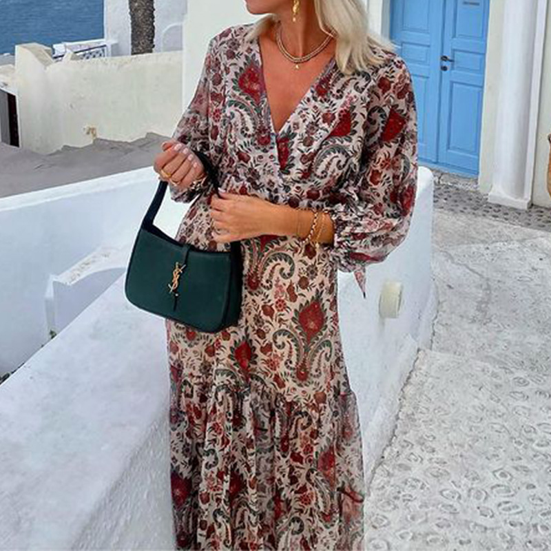 Maya® |  Ibiza Mode V-Ausschnitt Boho Kleid