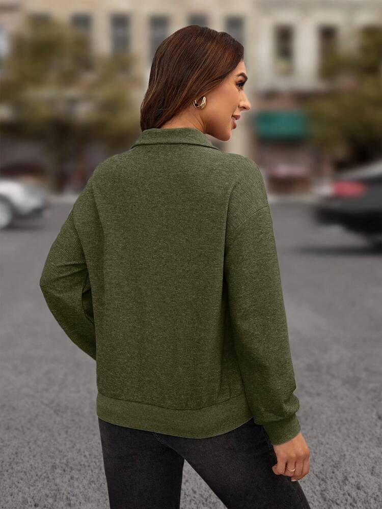 Karen® | Stylische Herbstmode Damenpullover mit Reißverschluss in Uni-Farbe