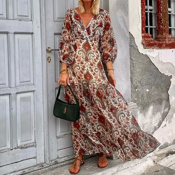 Maya® |  Ibiza Mode V-Ausschnitt Boho Kleid