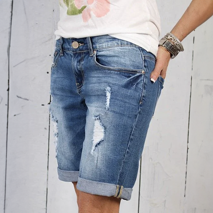 Lucy® | Elastische Denim-Shorts mit hoher Taille