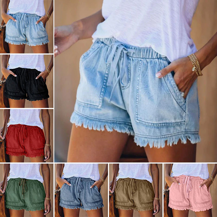 Laura® | Elastische Denim-Shorts mit hoher Taille