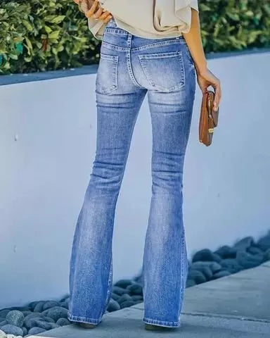 Stella® | Vintage Inspired 90' High Waisted Flare Jeans in Blau