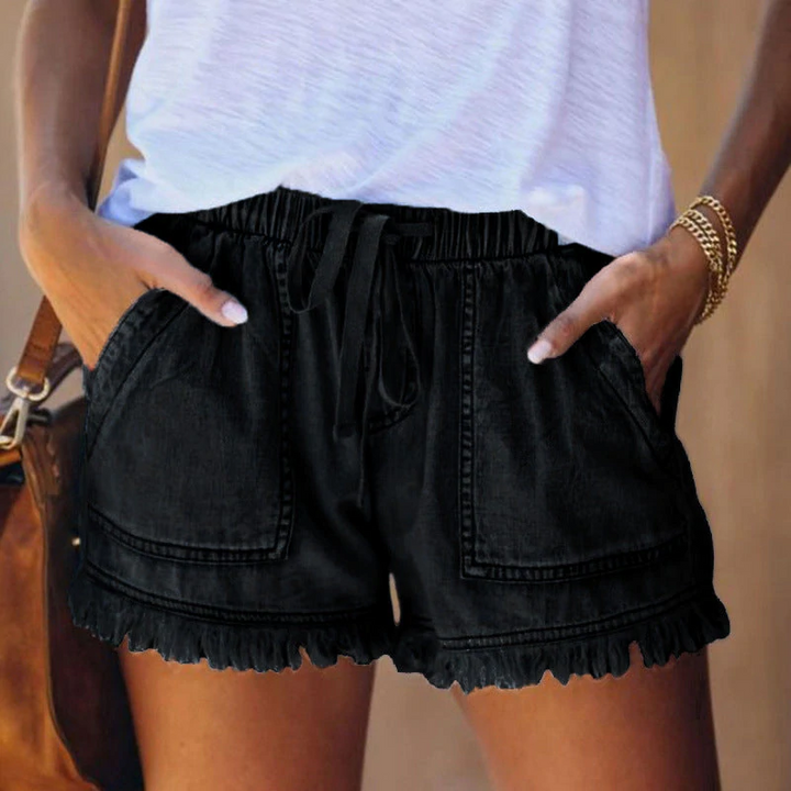 Laura® | Elastische Denim-Shorts mit hoher Taille