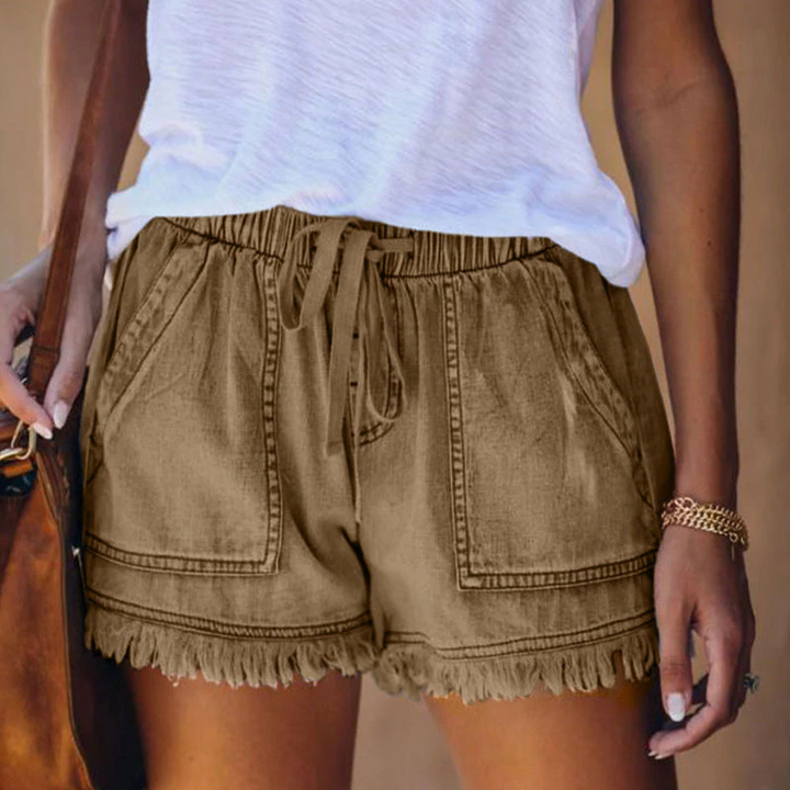 Laura® | Elastische Denim-Shorts mit hoher Taille