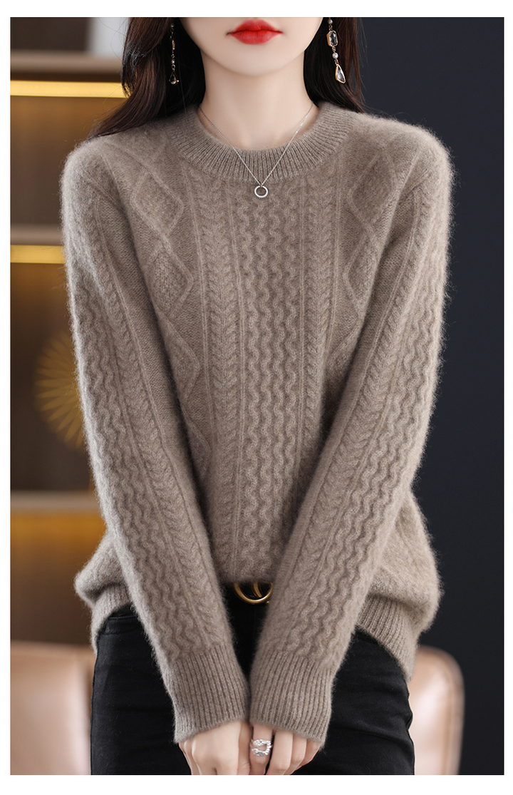 Rebecca® | Stylische Herbstmode gestrickter Damenpullover mit einzigartigem Muster