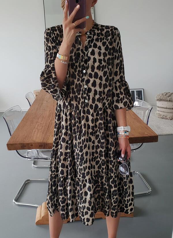 Rhea® | Ibiza-Mode Stilvolle Frauen Leopard Druck Kleid